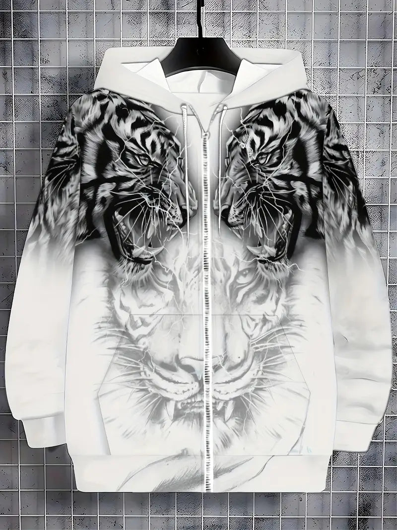 Jonas | Lässige Hoodie-Jacke mit modernem Tigerdesign